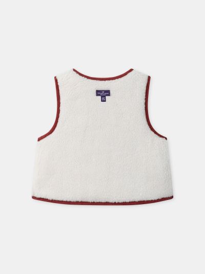 Двулицев елек в червено или екрю за бебе момиче