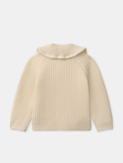 Екрю жилетка с яка за бебе момиче