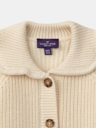 Екрю жилетка с яка за бебе момиче