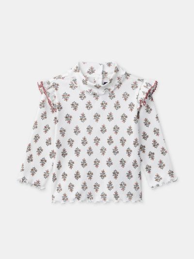 Блуза с дълъг ръкав и флорален принт за бебе момиче