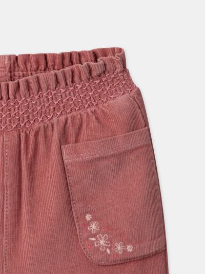 Розов кадифен панталон за бебе момиче