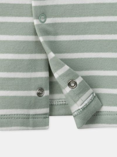 Зелена блуза с бели райета и дълъг ръкав за бебе момче