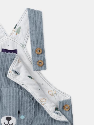 Синьо-сив кадифен гащеризон за бебе момче