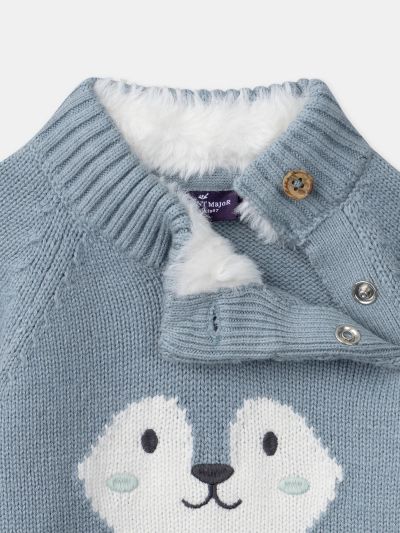 Син пуловер за бебе момче