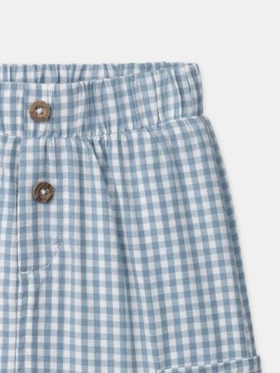 Сини карирани панталони за бебе момче