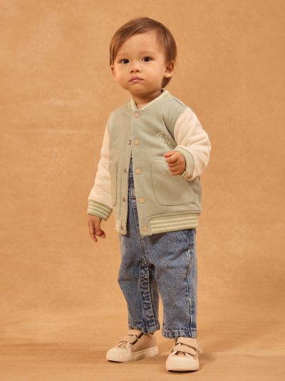 ДВУЛИЦЕВА БЕБЕШКА ЖИЛЕТКА В ЗЕЛЕНО И  РАЙЕТА ЗА БЕБЕ МОМЧЕ