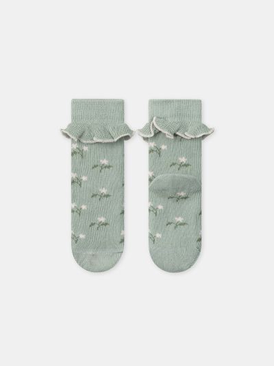 ЗЕЛЕНИ ЧОРАПИ С ЦВЕТЯ И КЪДРИ ЗА БЕБЕ МОМИЧЕ