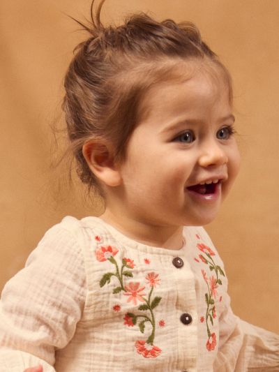 РИЗА С ФЛОРАЛНА БРОДЕРИЯ ЗА БЕБЕ МОМИЧЕ