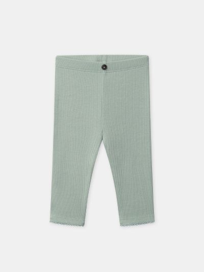 КОМПЛЕКТ ЗА БЕБЕ МОМИЧЕ: ЕКРЮ СУИТШЪРТ + ЗЕЛЕН КЛИН + ЛЕНТА ЗА КОСА