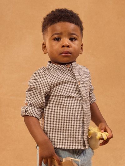 Бебешка риза на каре за момче