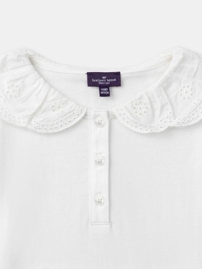 Екрю блуза с декоративна яка за момиче