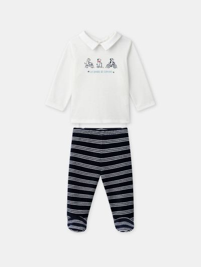 Бебешка пижама за момче с бродерия на кученце