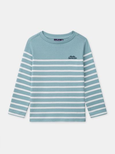 Синя раирана блуза с дълъг ръкав за момче