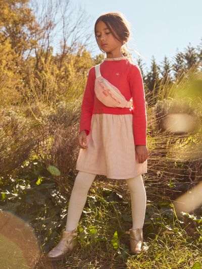 Розова чантичка за кръст на каре за момиче