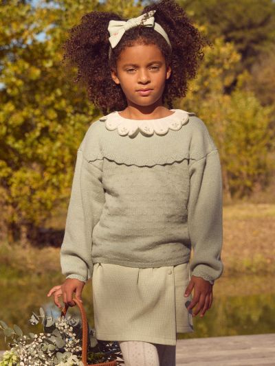 Зелени карирани пола-панталон за момиче