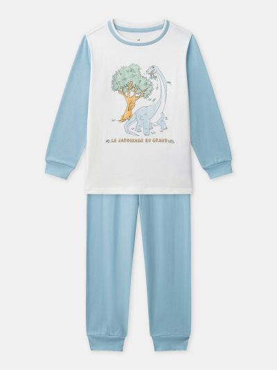 СИНЯ ПИЖАМА С ПРИНТ НА ДИНОЗАВРИ ЗА МОМЧЕ