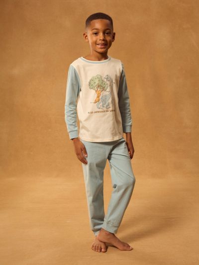 СИНЯ ПИЖАМА С ПРИНТ НА ДИНОЗАВРИ ЗА МОМЧЕ