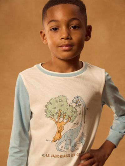 СИНЯ ПИЖАМА С ПРИНТ НА ДИНОЗАВРИ ЗА МОМЧЕ