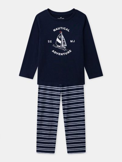 ТЪМНОСИНЯ ПИЖАМА С РАЙЕТА ЗА МОМЧЕ