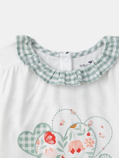 ЗЕЛЕНА  ПИЖАМА С ПРИНТ СЪРЦА ЗА МОМИЧЕ