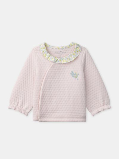 Комплект за новородено момиче: горнище и розов панталон + спален комплект