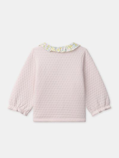 Комплект за новородено момиче: горнище и розов панталон + спален комплект