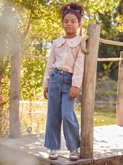 РОЗОВА БЛУЗА НА ДРЕБНО КАРЕ ЗА МОМИЧЕ